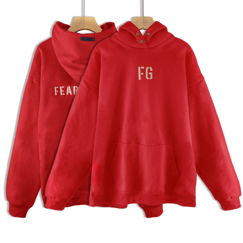 FEAR OF GOD FOG New FG Fleece Red Hoodie Couple Hooded Sweater