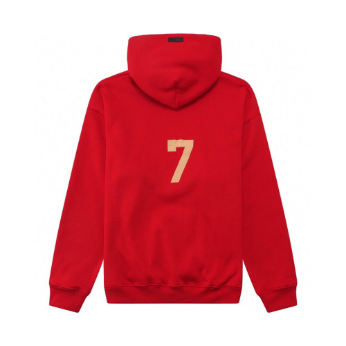 FEAR OF GOD FOG Number 7 Flocking Printed Red Hoodie Couple Hooded Sweater