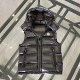 Unisex Moncler Moka Lacquered Pudding Quilted Hood Down Vest