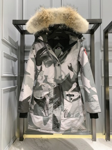 Women Canada Goose Expedition Parka Coat Jacket Grey Camo