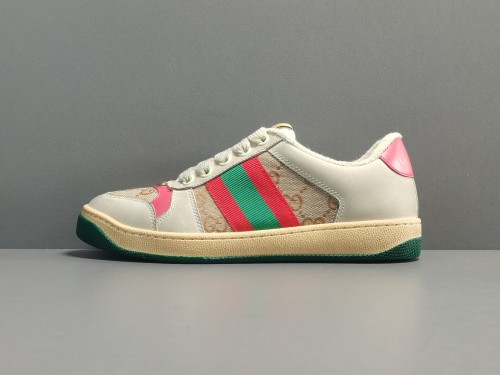 GUCCI Dirty Shoes Gucci Screener Series GG Enamel Distressed Casual Shoes Red/Green