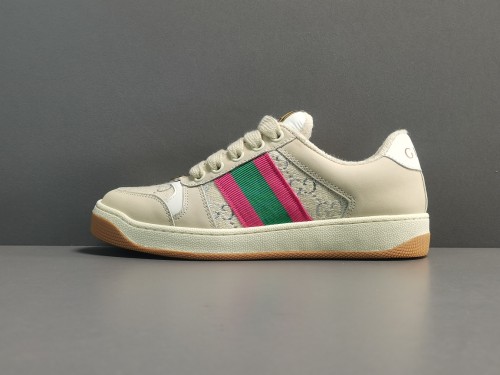 GUCCI Dirty Shoes Gucci Screener Series GG Enamel Distressed Casual Shoes Pink/Green