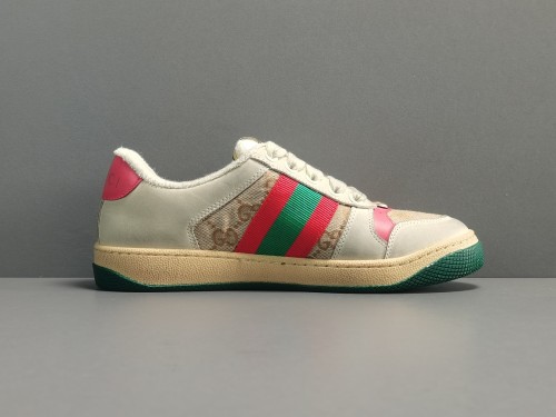 GUCCI Dirty Shoes Gucci Screener Series GG Enamel Distressed Casual Shoes Red/Green