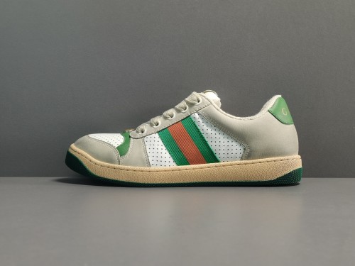GUCCI Dirty Shoes Gucci Screener Series GG Enamel Distressed Casual Shoes Grey/Green