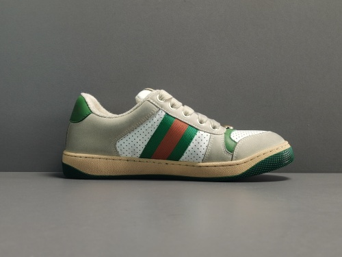 GUCCI Dirty Shoes Gucci Screener Series GG Enamel Distressed Casual Shoes Grey/Green