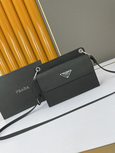 Prada Cross GrainCowhide Adjustable Shoulder Strap Crossbody Bag Size: 19X15