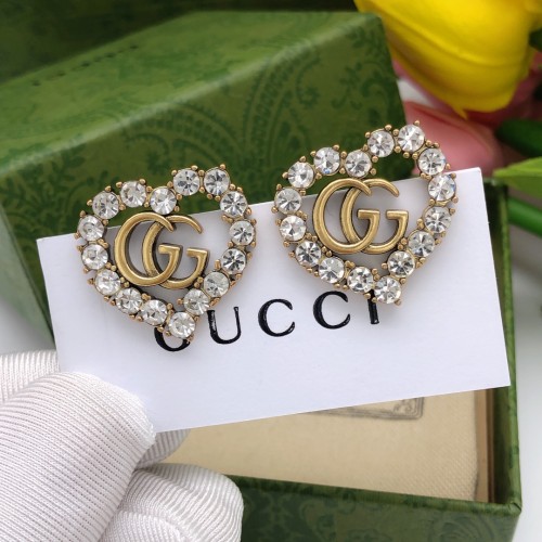 Gucci New Fashion Double G Heart Stud Earrings