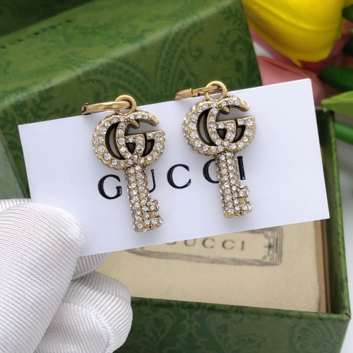 Gucci Crystal Double G Key Earrings
