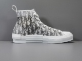 Dior B23 Ht Oblique Transparenc Fashion High Sneakers Shoes Black And White