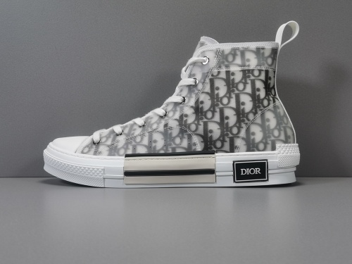 Dior B23 Ht Oblique Transparenc Fashion High Sneakers Shoes Black And White