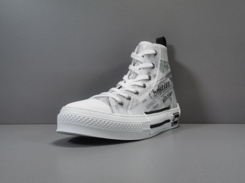 Dior B23 Ht Oblique Transparenc Fashion High Sneakers Shoes Newspaper