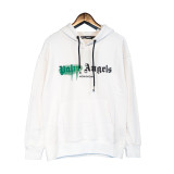 Palm Angels Splash Ink Logo Print Hooded Sweatshirt