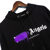 Palm Angels Splash Ink Logo Print Hooded Sweatshirt
