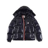Moncer Montbeliard Fashion Three-Color Striped Double Zipper Hoodied Down Jacket Coats