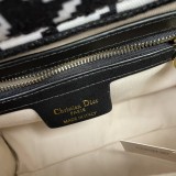  Dior Embroidery Logo Hollow Handbag Crossbody Bag Black Sizes :24*20*11cm 