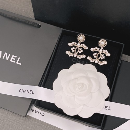 Chanel Double C Pearl Diamond Earrings