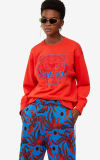 Kenzo Red Embroidered Blue Logo Men  Women Sweatshirt