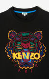Kenzo Men's Black White Tiger Head Round Neck Sweatshirt