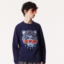Kenzo Men's Blue Tiger Head Round Neck Sweatshirt