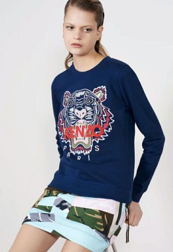 Kenzo Women's Navy Blue Tiger Head Round Neck Sweatshirt