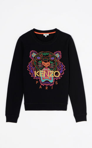 KENZO Women's Christmas Tiger Sweatshirt Long Sleeve Black