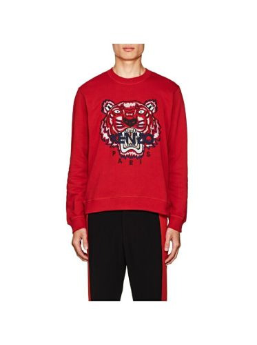 KENZO Men's Red Embroidered Tiger Sweatshirt Long Sleeve
