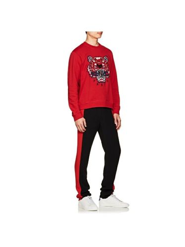 KENZO Men's Red Embroidered Tiger Sweatshirt Long Sleeve