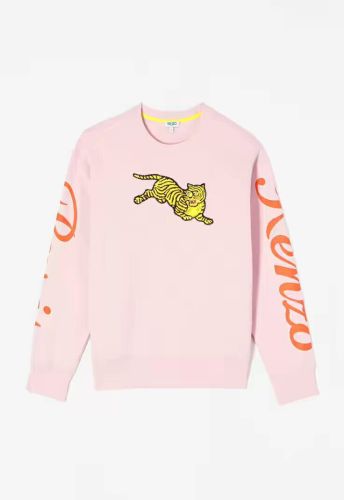 KENZO Women's Pink Embroidered Tiger Sweatshirt Long Sleeve