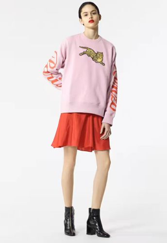 KENZO Women's Pink Embroidered Tiger Sweatshirt Long Sleeve