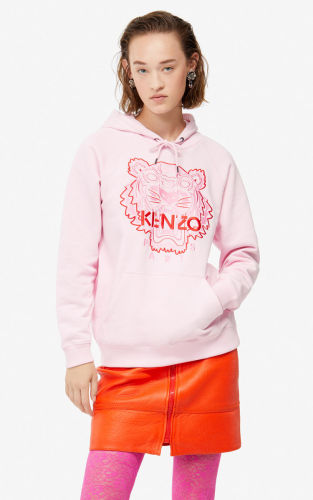 KENZO Women's Scarlet Tiger Head Hooded Sweatshirt Pink