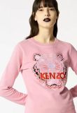 KENZO Women's Pink Embroidered Tiger Head Sweatshirt Long Sleeve