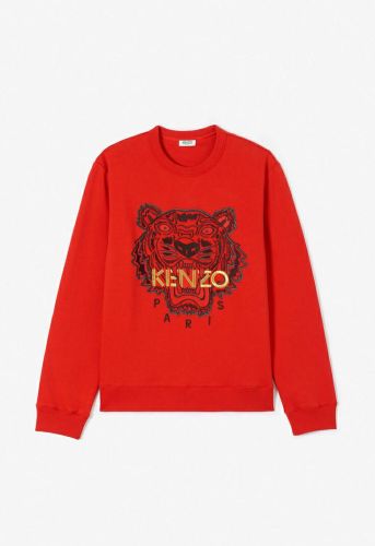 KENZO Men's Women's Tiger Head Christmas Sweatshirt Red