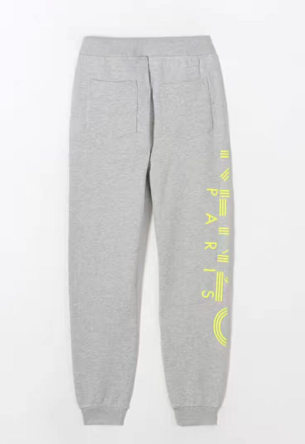 Kenzo Women Grey Yellow Letter Sweatpants Sports Casual Pants