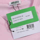 KENZO Women Pink Love Tiger Head Round Neck Short Sleeve T-Shirt