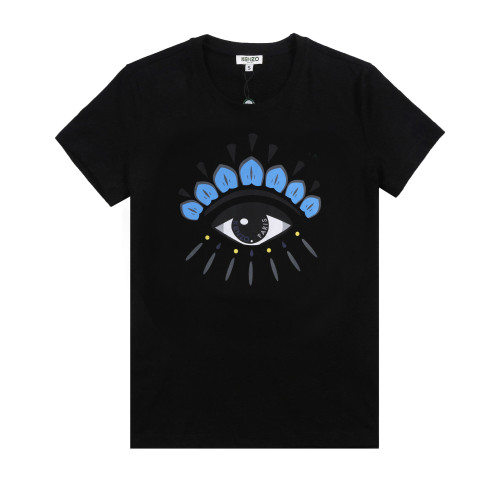 KENZO Men Black Blue Eyes Print Round Neck Short Sleeve T-Shirt