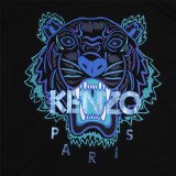 KENZO Men Black Tiger Head Round Neck Short Sleeve T-Shirt