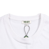 KENZO Women White Print Gradient Tiger Head Round Neck Short Sleeve T-Shirt
