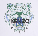 KENZO Men White Print Tiger Head Round Neck Short Sleeve T-Shirt