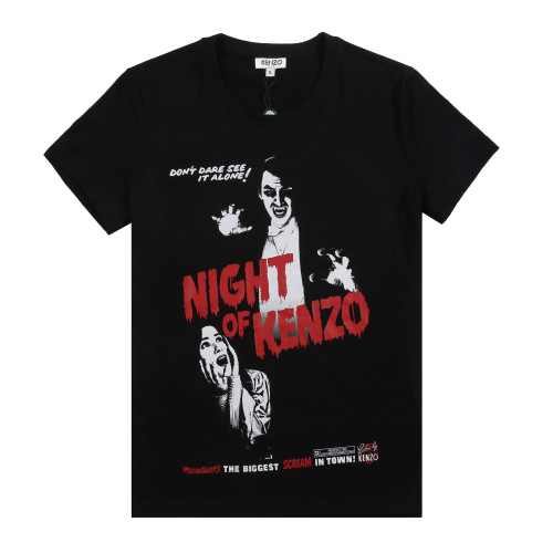 KENZO Men Black Trendy Print Round Neck Short Sleeve T-Shirt