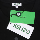 KENZO Men Women Black Flower Eyes Print Round Neck Short Sleeve T-Shirt