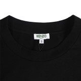 KENZO Men Black Tiger Head Print Round Neck Short Sleeve T-Shirt