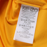 KENZO Men Yellow Black Letter Tiger Head Short Sleeve T-Shirt