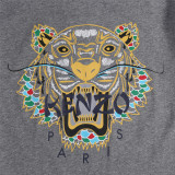 KENZO Men Graffiti Dragon Beard Tiger Head Round Neck Short Sleeve T-Shirt Grey