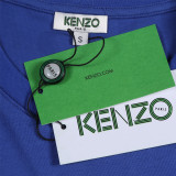 KENZO Men Women Blue White Letters Tiger Head Crew Neck Short Sleeve T-Shirt