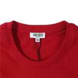 KENZO Men Women Red Tiger Print Round Neck Short Sleeve T-Shirt