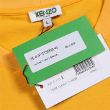 KENZO Men Yellow Black Letter Tiger Head Short Sleeve T-Shirt