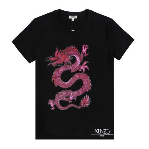 KENZO Women Dragon Print Round Neck Short Sleeve T-Shirt