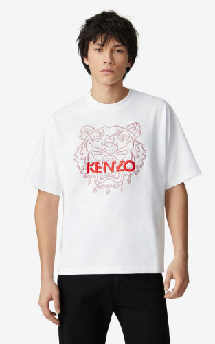 Kenzo Men Women Embroidered Tiger Head Short Sleeve T-Shirt