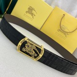 New Burberry Double Sided First Layer Cowhide Belt 3.8cm