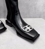 Balenciaga Square Toe Boots BB Buckle Chelsea Boots Long Boots Heel Height 3cm